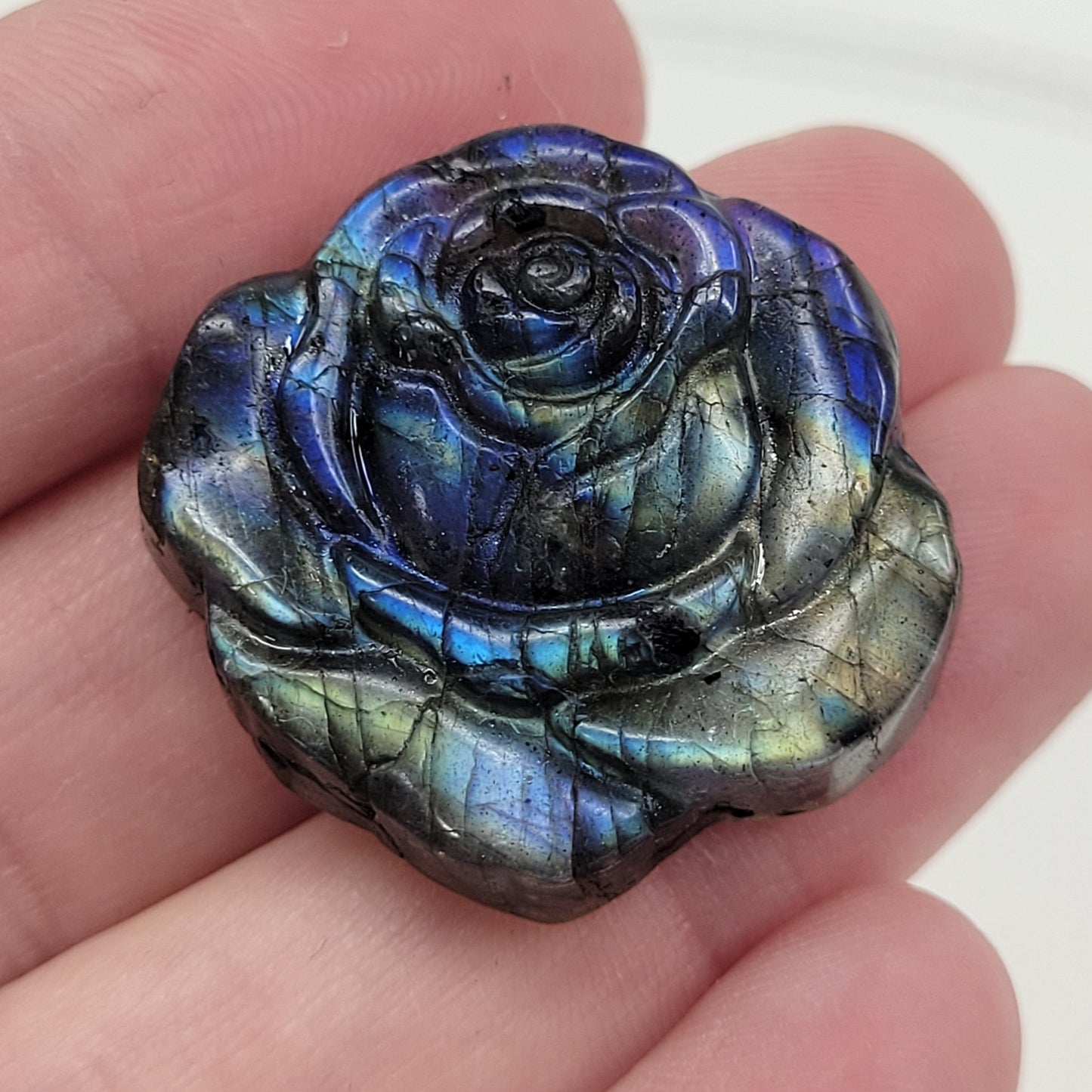 Labradorite rose carving