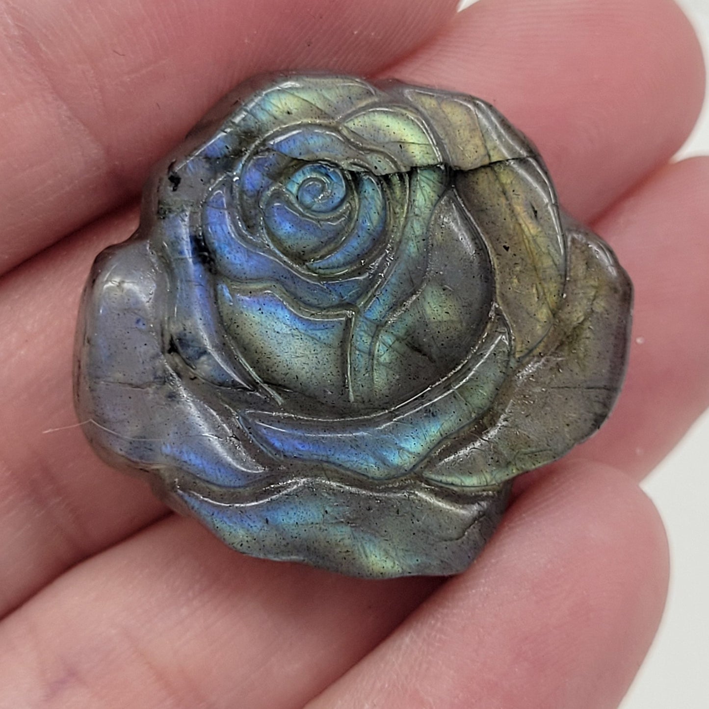 Labradorite rose carving