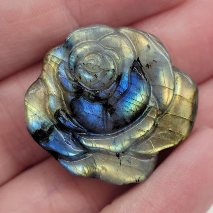 Labradorite rose carving