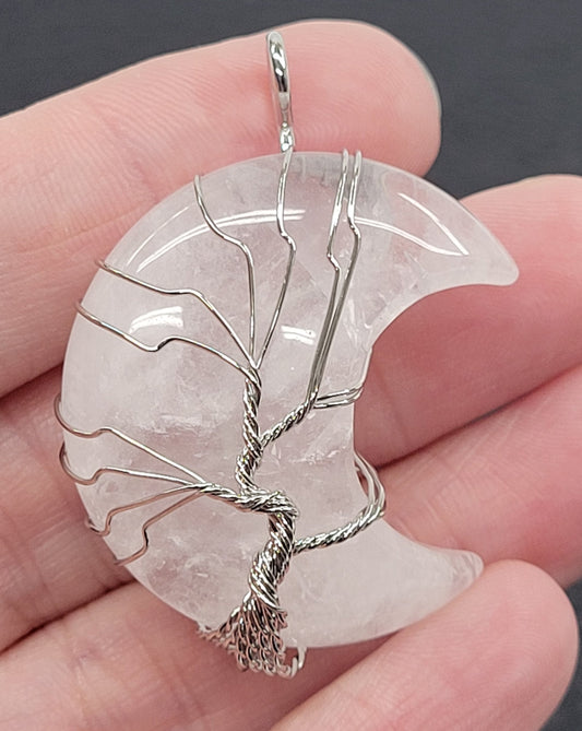 Moon pendant w/ silver tree