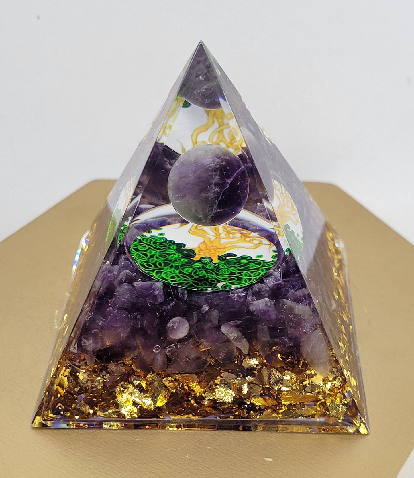 Resin pyramid w/ crystal chips