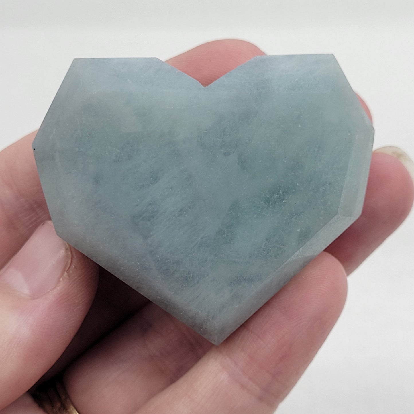 Aquamarine beveled heart