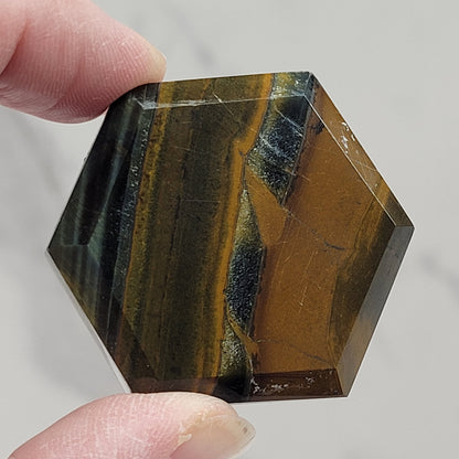 Tigers Eye Agate hexagon