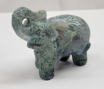 Moss Agate elephant (L)