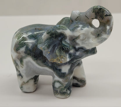 Moss Agate elephant (L)