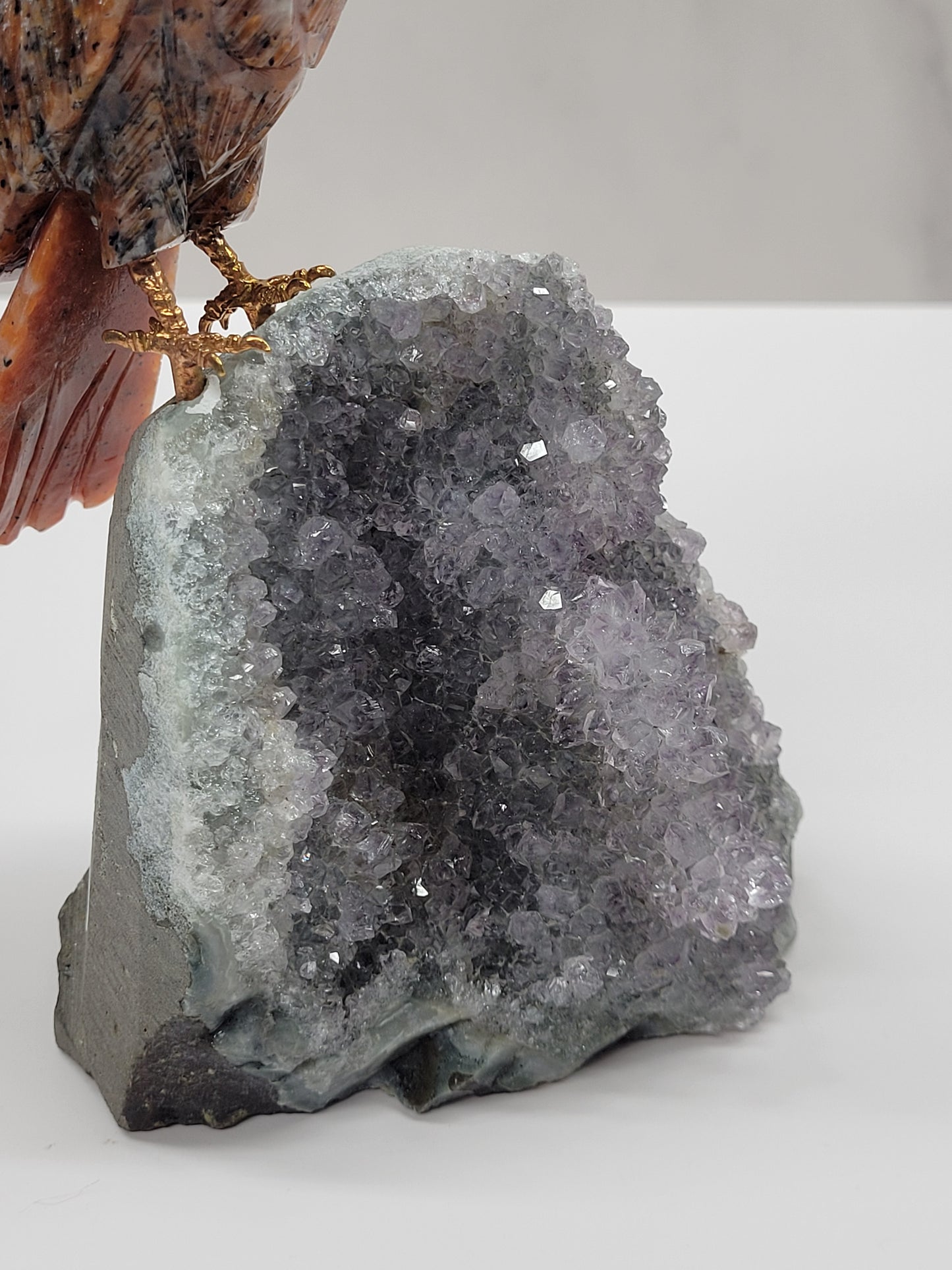 Amethyst cut base w/ crystal bird