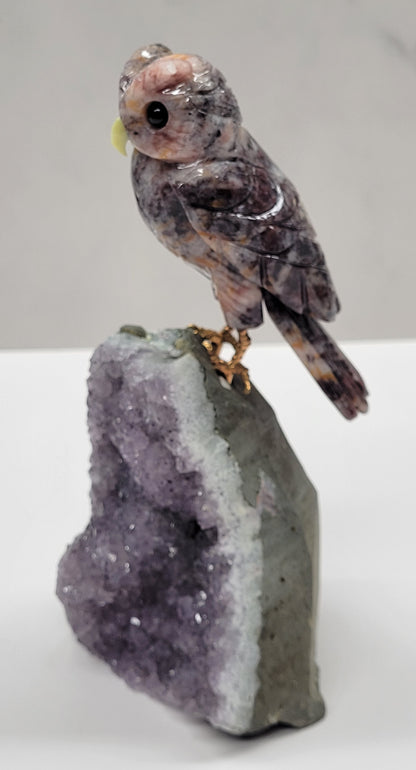 Amethyst cut base w/ crystal bird