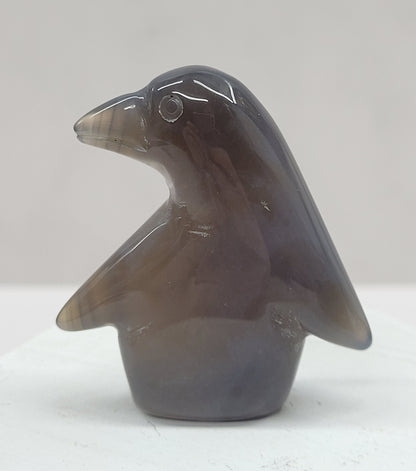 Drusy Agate penguin carving (flat)