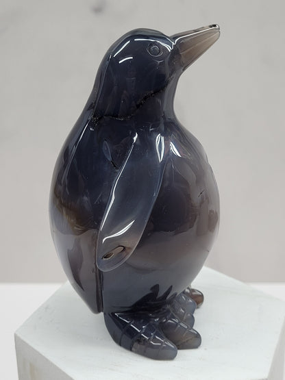 Drusy Agate penguin carving