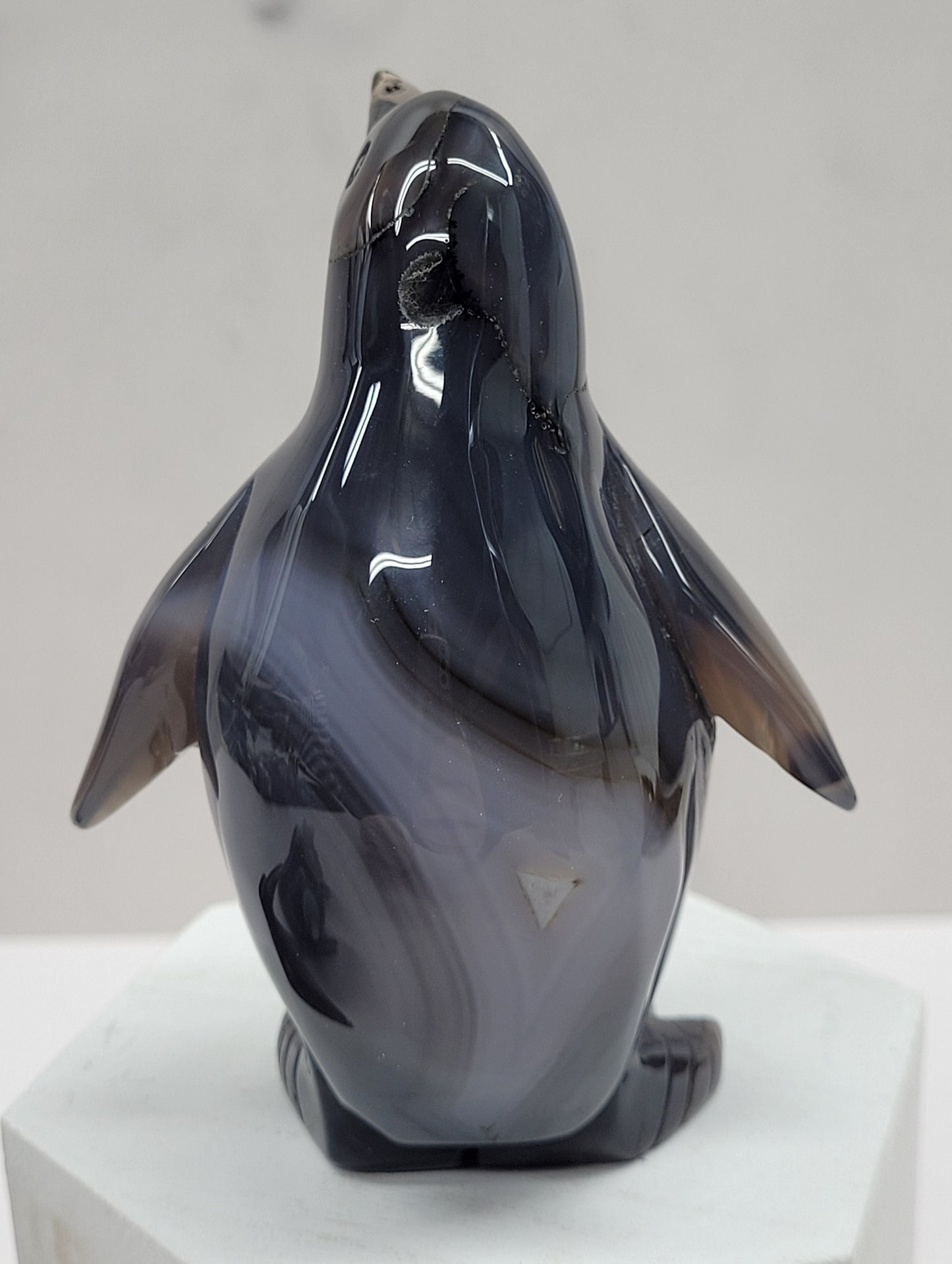 Drusy Agate penguin carving