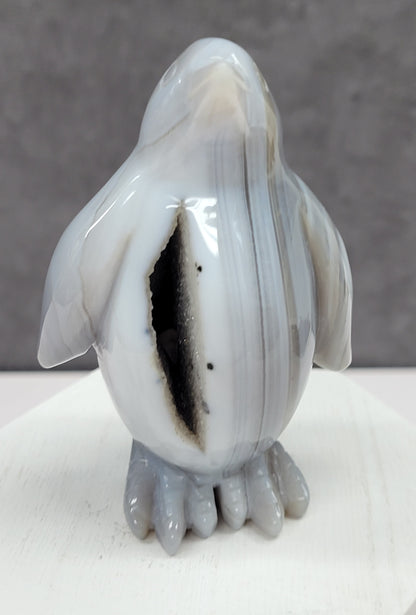 Drusy Agate penguin carving