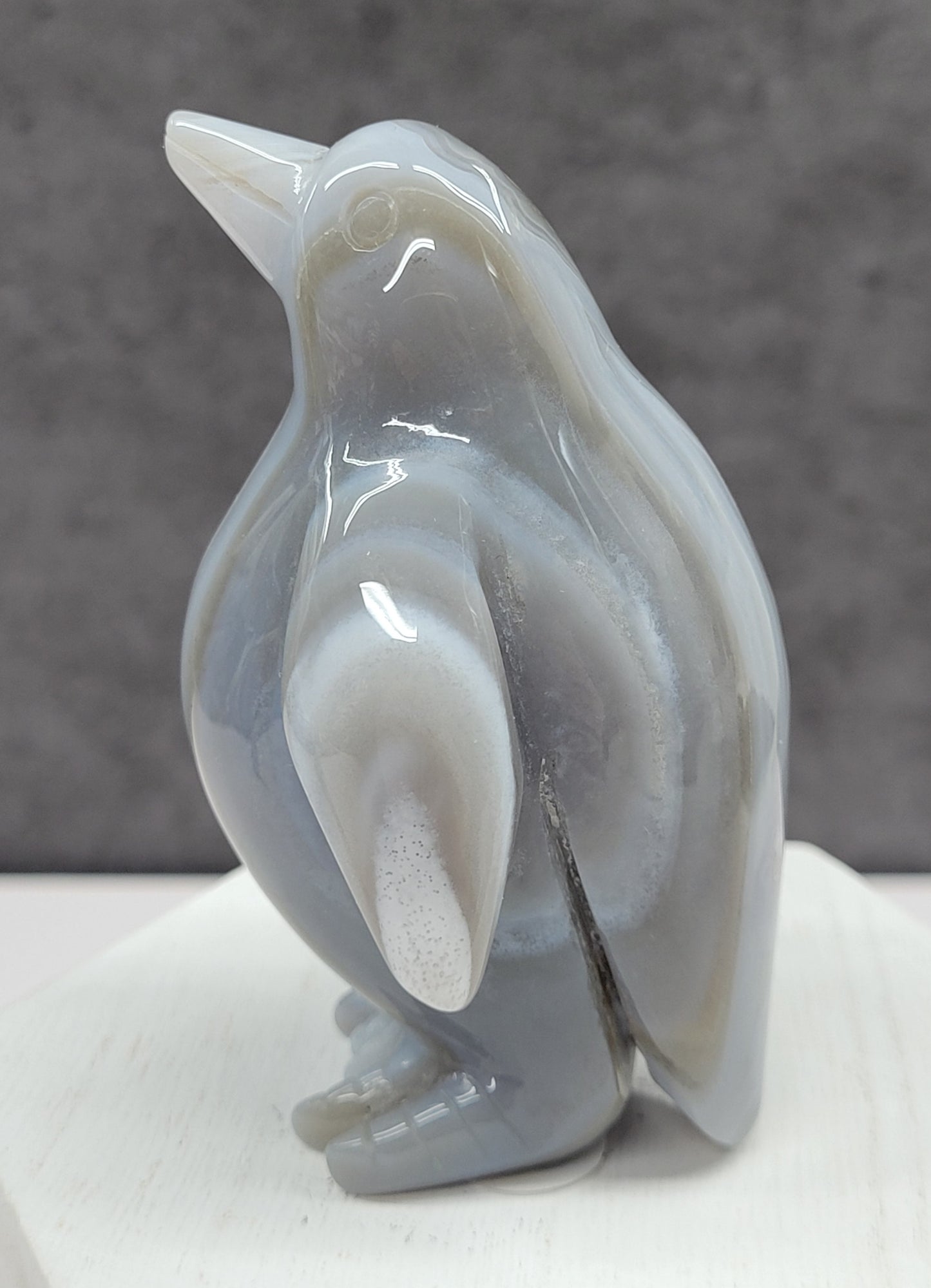 Drusy Agate penguin carving
