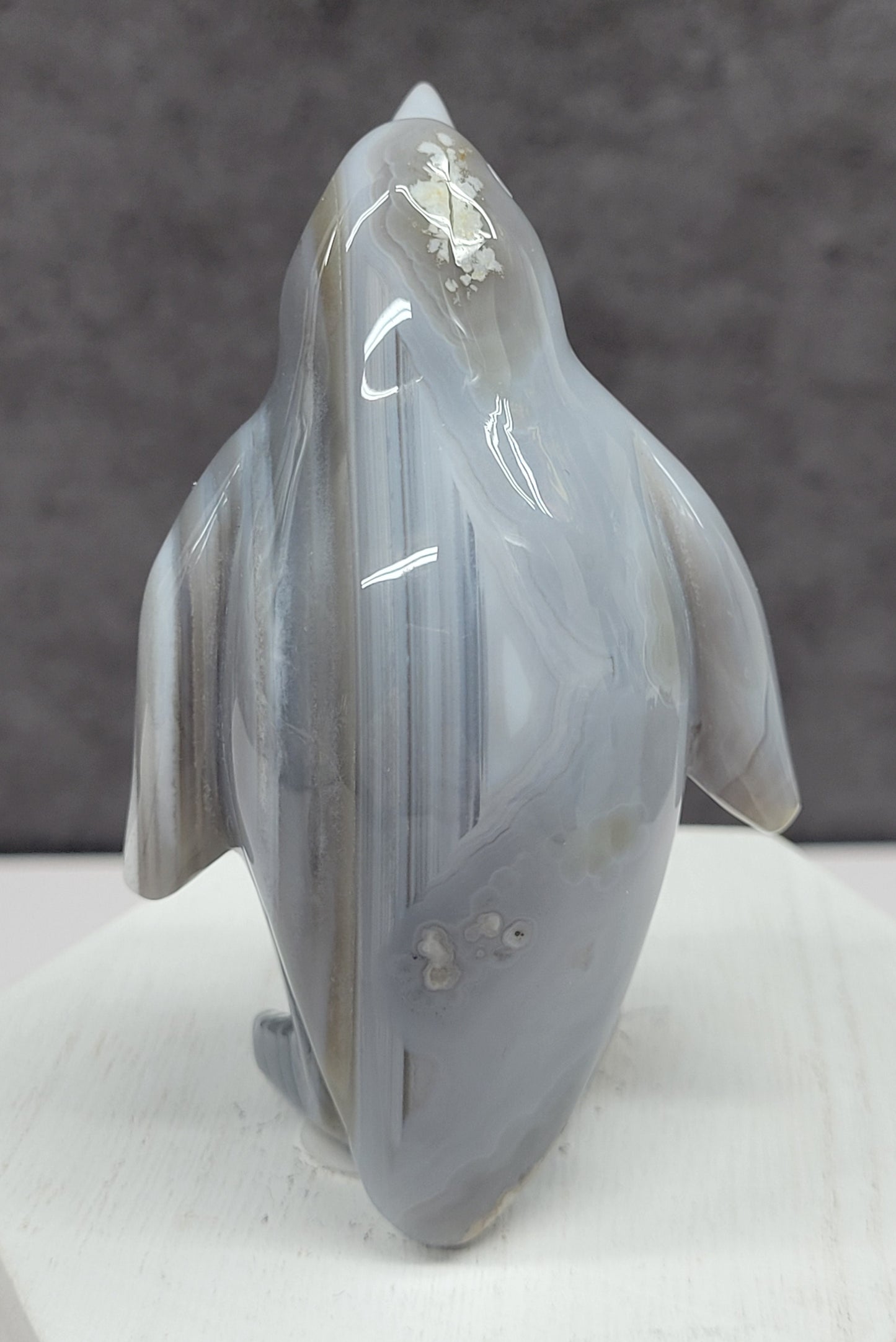 Drusy Agate penguin carving