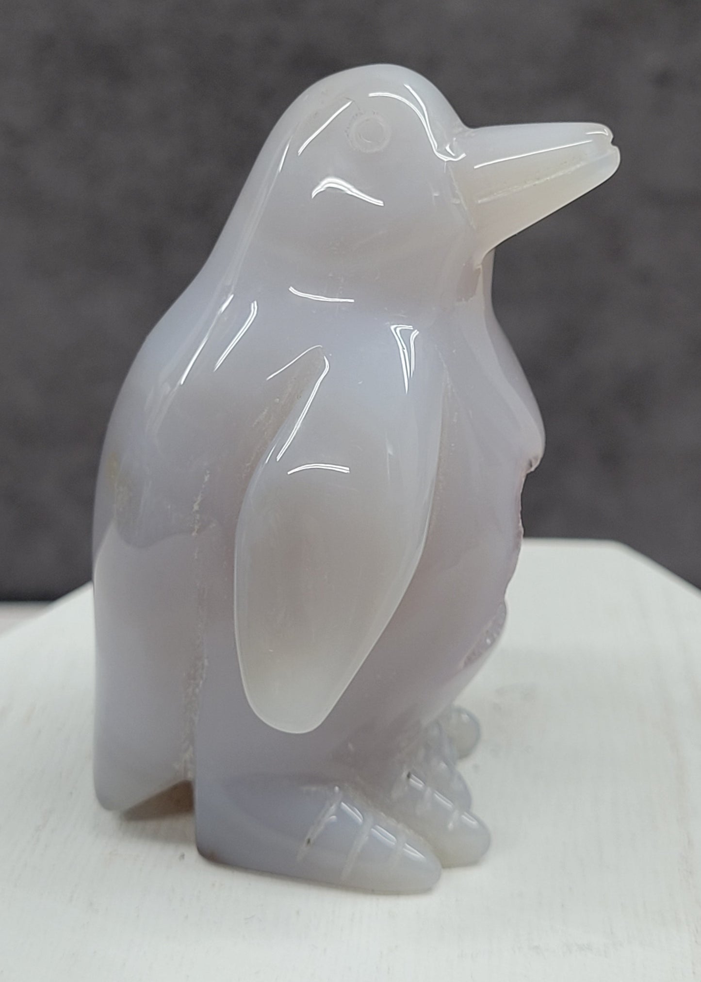 Drusy Agate penguin carving