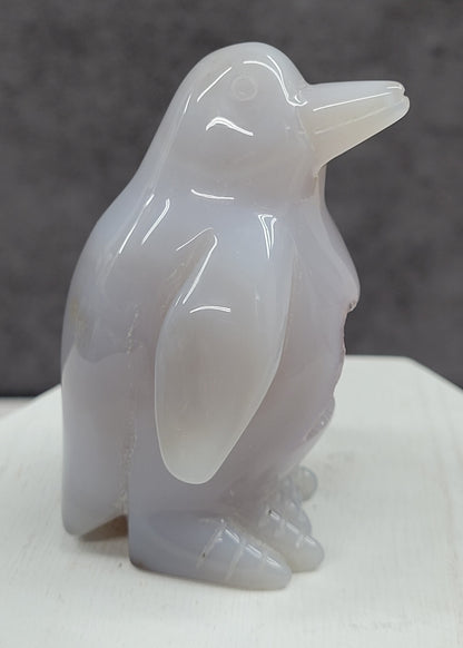 Drusy Agate penguin carving