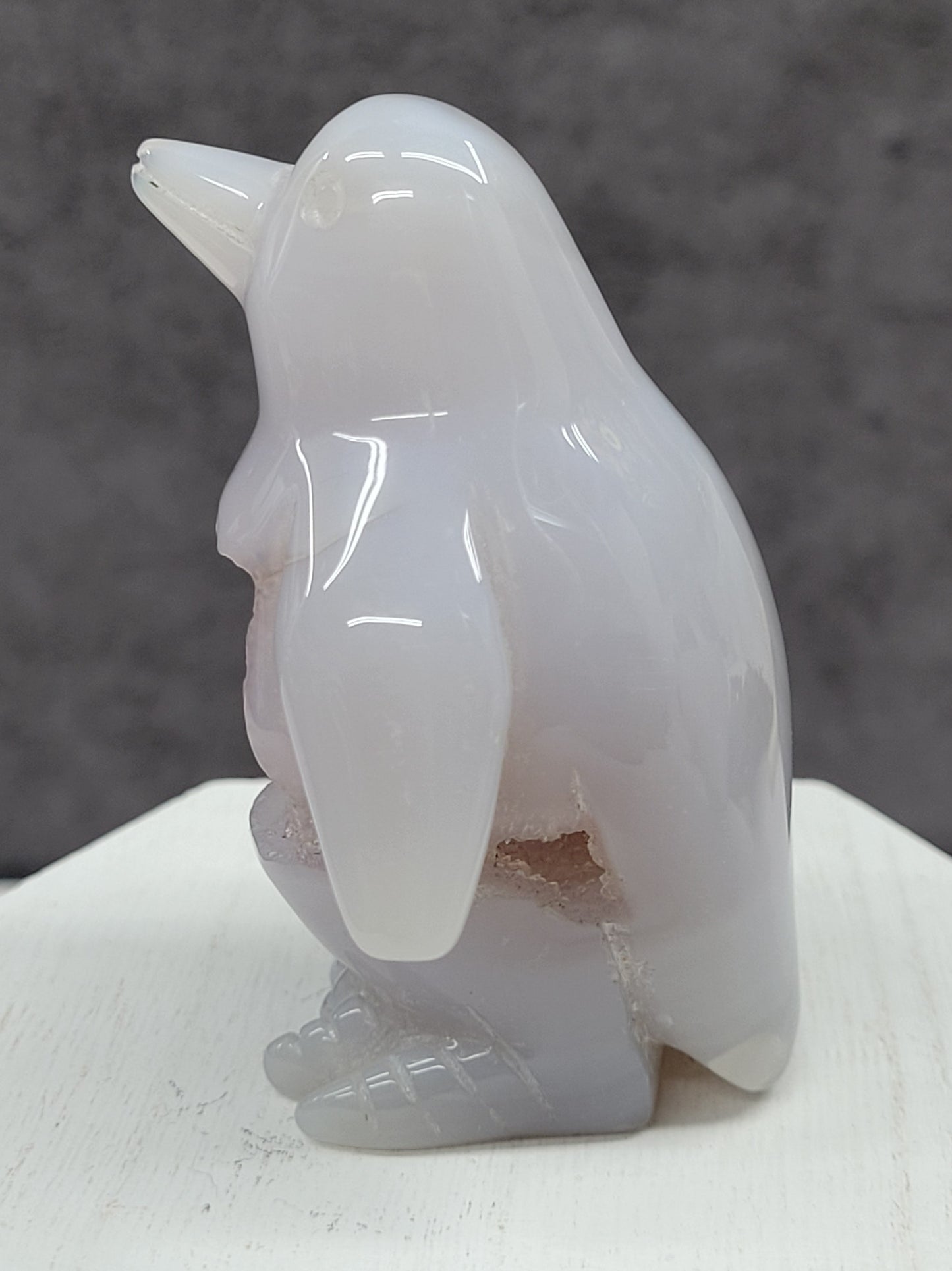 Drusy Agate penguin carving