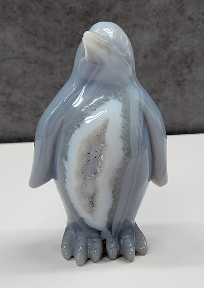 Drusy Agate penguin carving