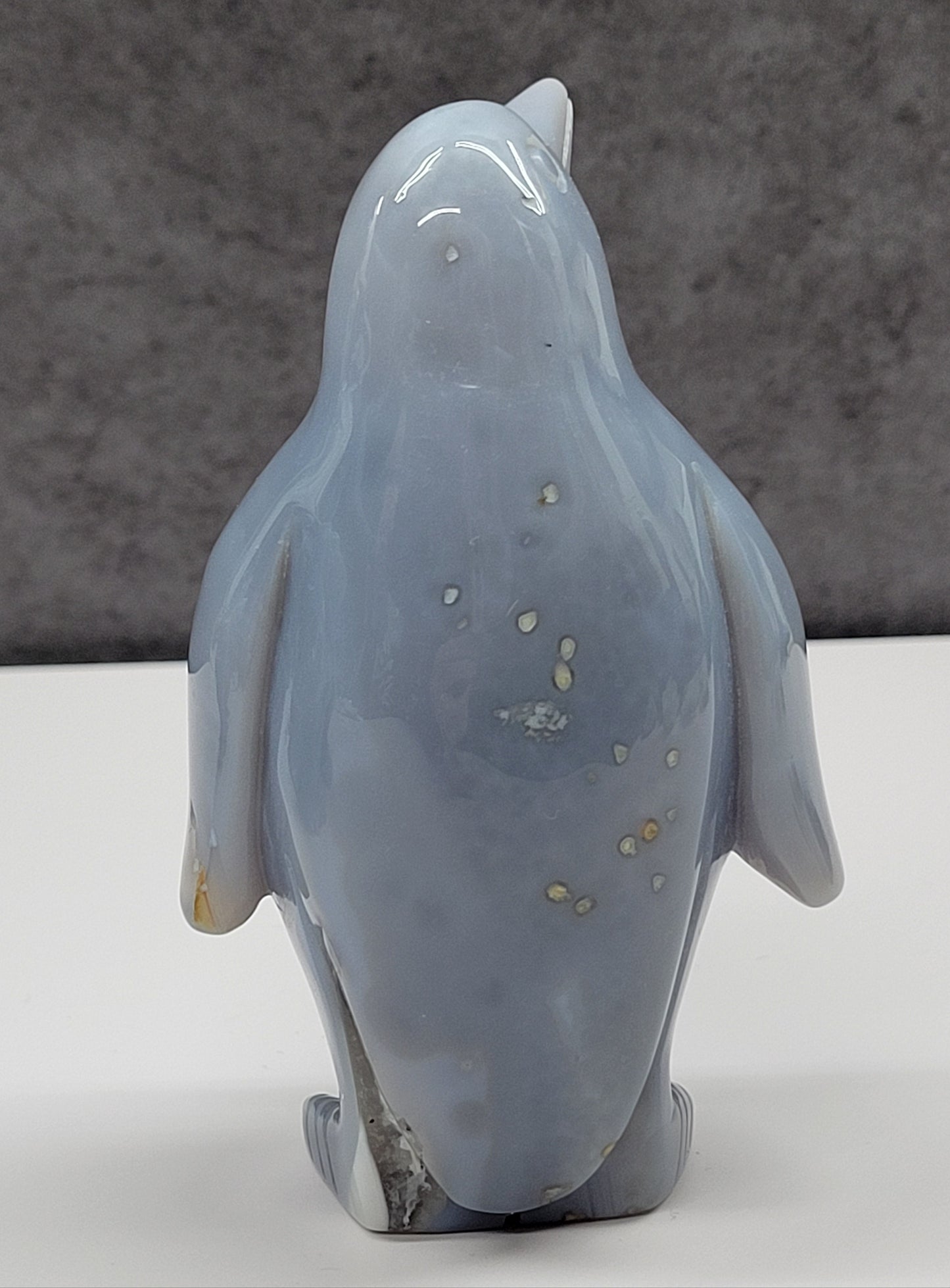 Drusy Agate penguin carving