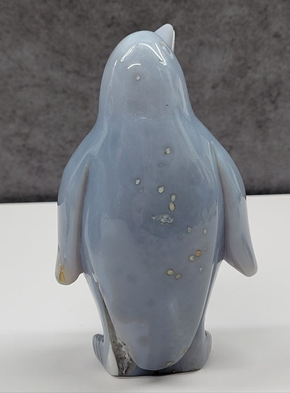 Drusy Agate penguin carving