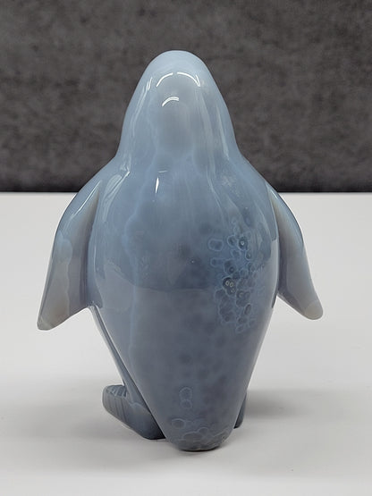 Drusy Agate penguin carving