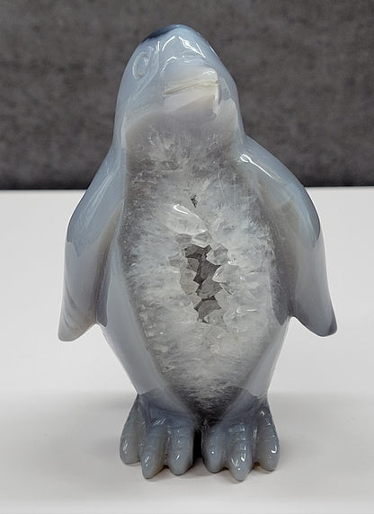 Drusy Agate penguin carving