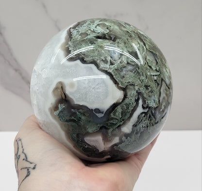 Moss Agate sphere (L & XL)