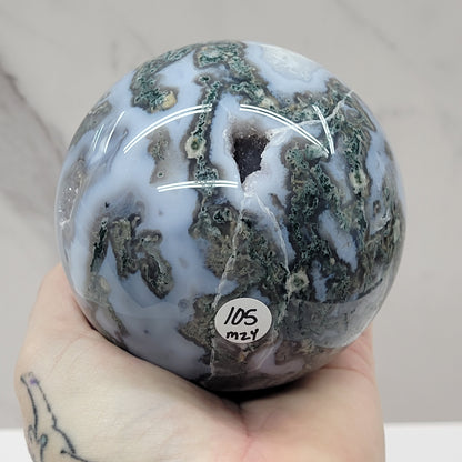Moss Agate sphere (L & XL)
