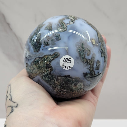 Moss Agate sphere (L & XL)
