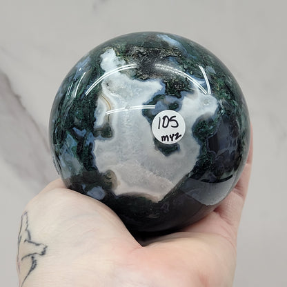 Moss Agate sphere (L & XL)