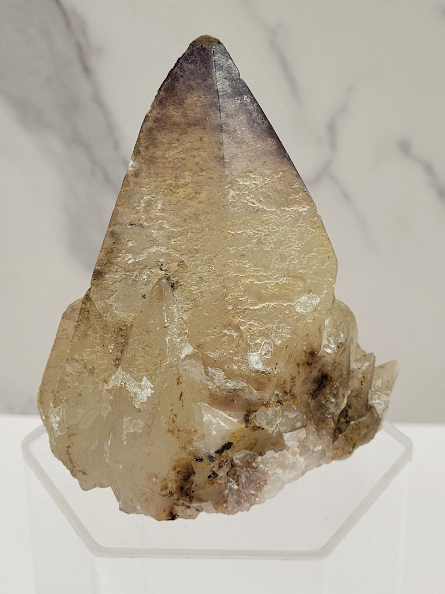 Yttrofluorite on Dogtooth Calcite