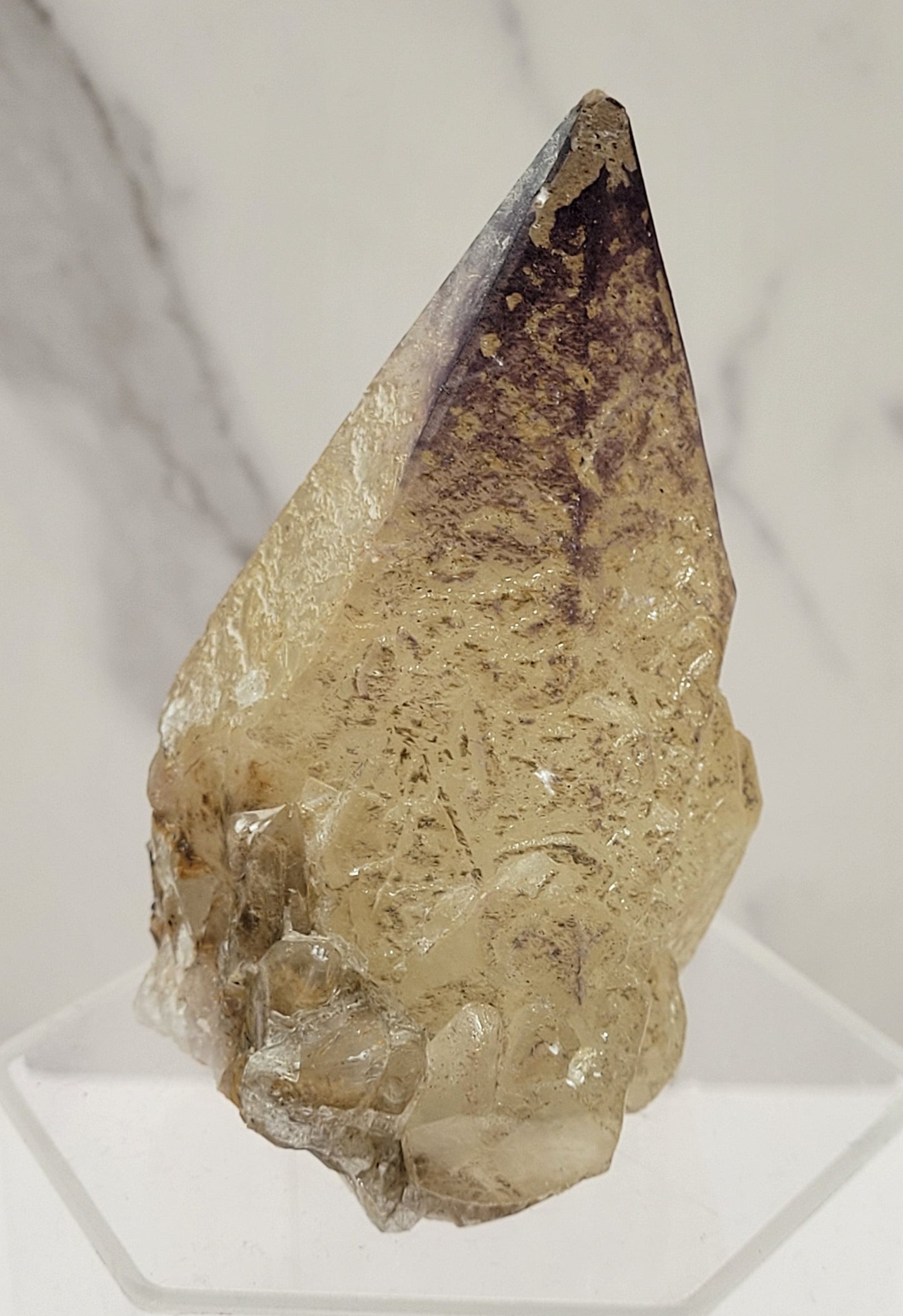 Yttrofluorite on Dogtooth Calcite