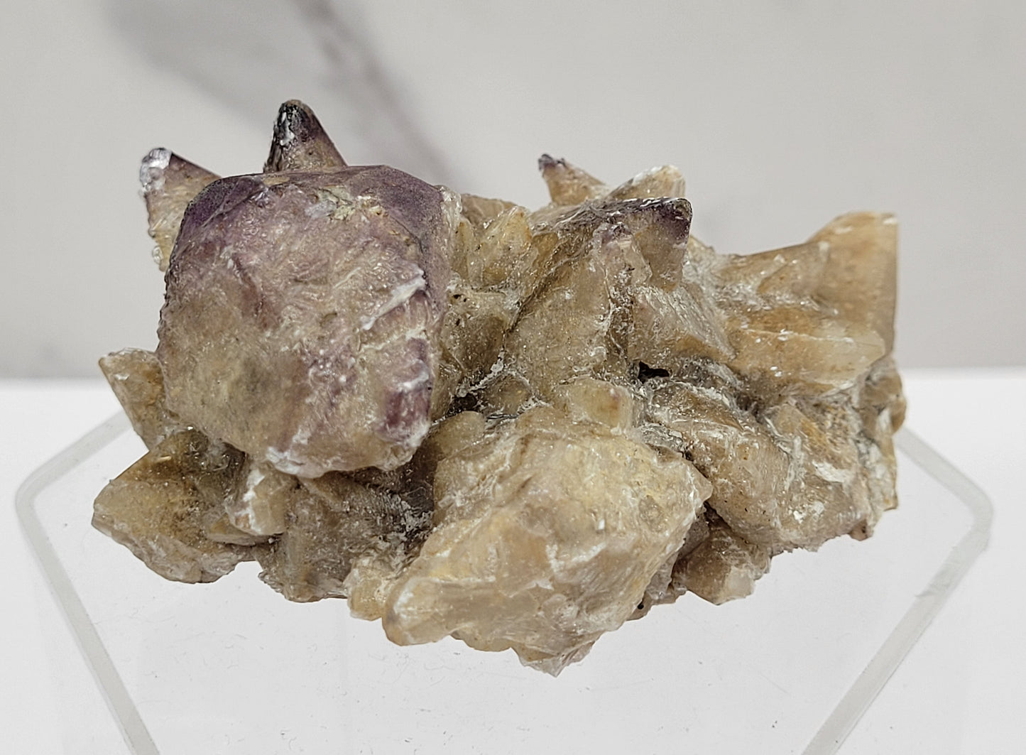 Yttrofluorite on Dogtooth Calcite