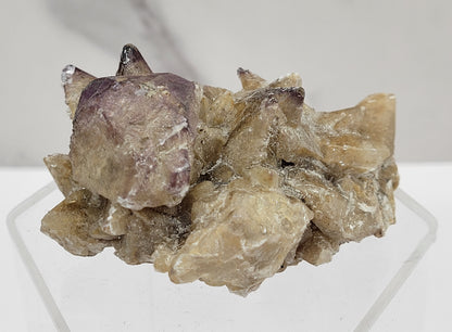 Yttrofluorite on Dogtooth Calcite