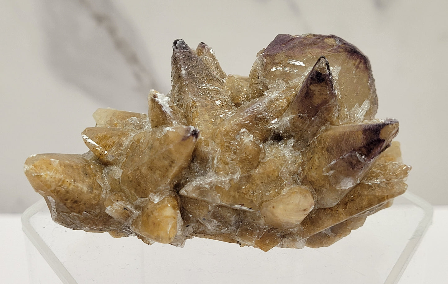 Yttrofluorite on Dogtooth Calcite