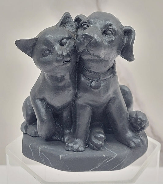 Shungite dog & cat carving