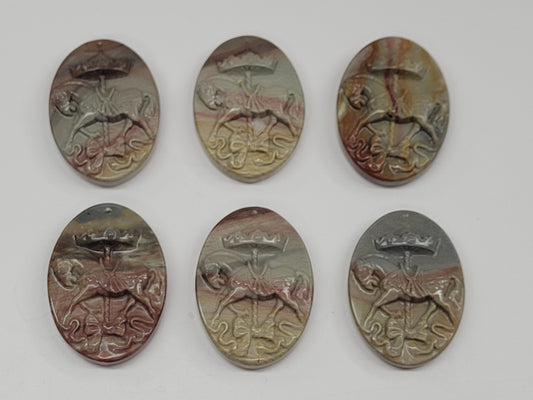 Alashan Agate mini carving - Carousel horse pendant