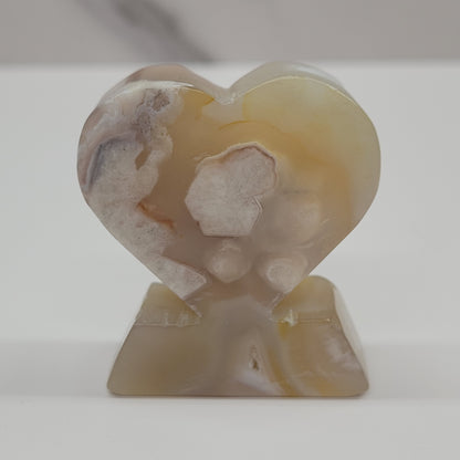 Flower Agate heart stand