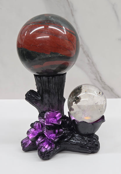 Sphere stand - Tree stump w/ flowers