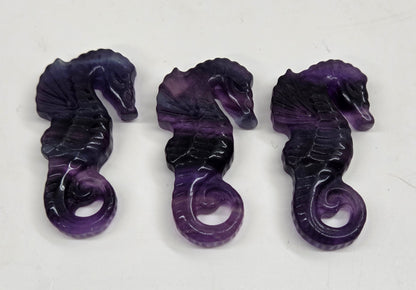 Fluorite seahorse carving