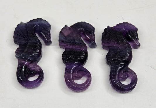 Fluorite seahorse carving