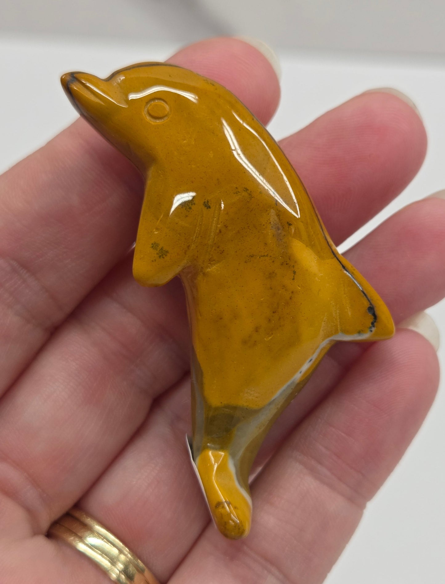 Mookaite dolphin carving