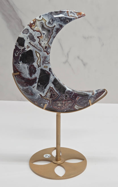 Mexican Agate moon on stand