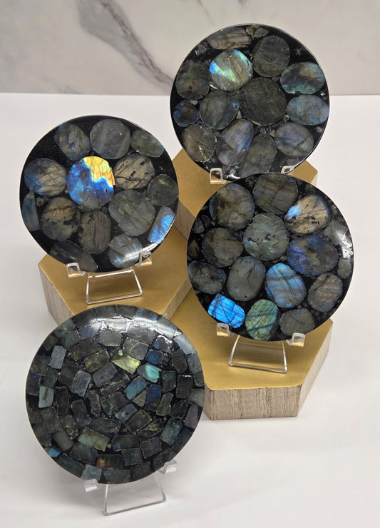 Labradorite slice trivet/disc