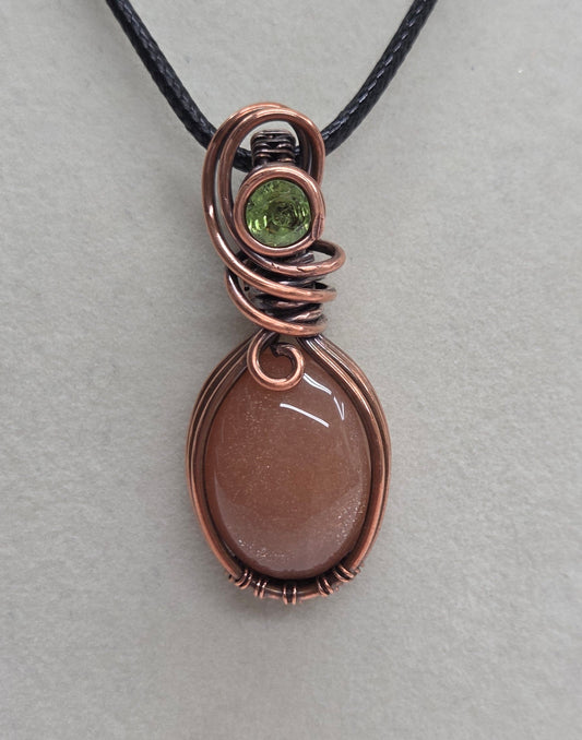 Necklace - Sunstone w/ Prehnite