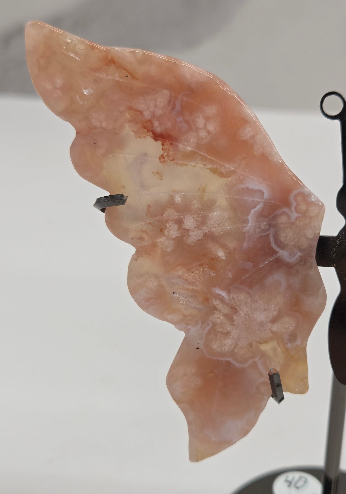 Wings - Pink Amethyst w/ Flower Agate butterfly