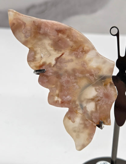 Wings - Pink Amethyst w/ Flower Agate butterfly