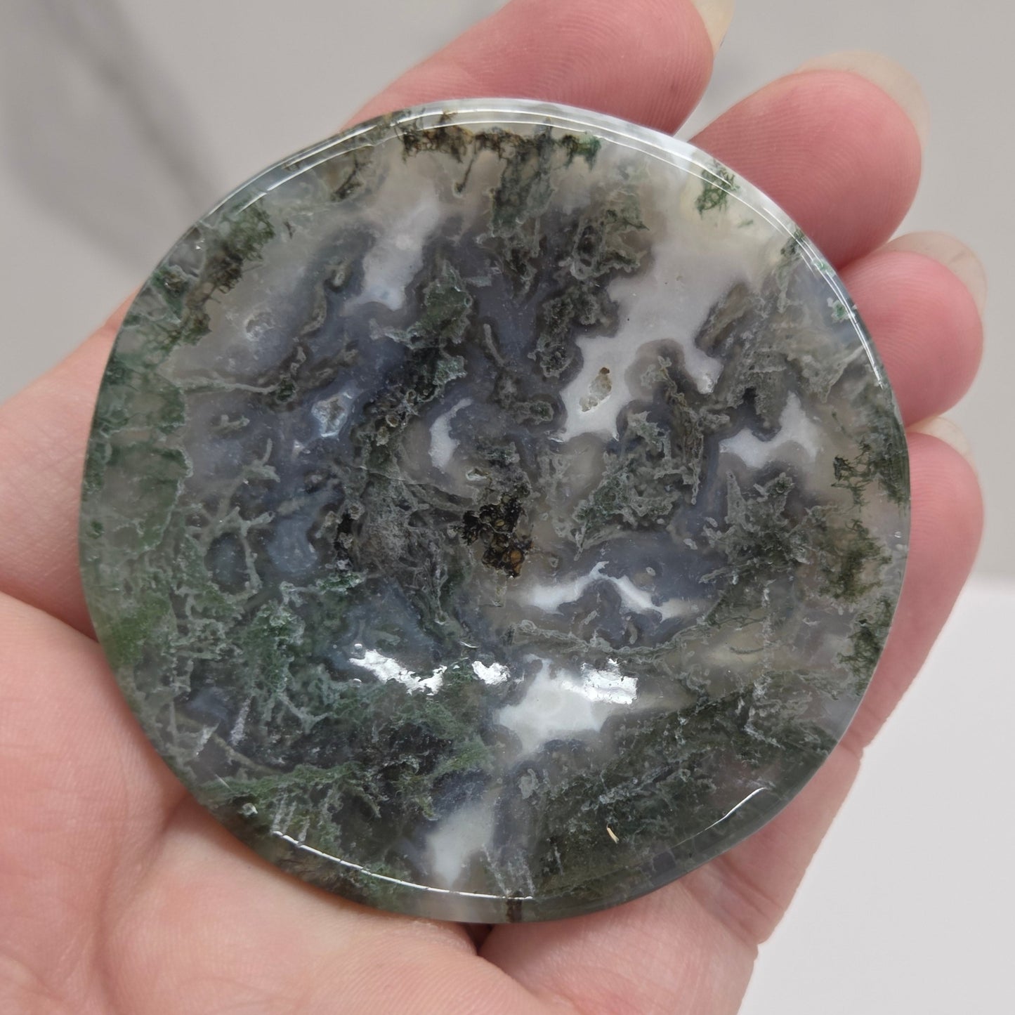 Moss Agate bowl/sphere holder (S)