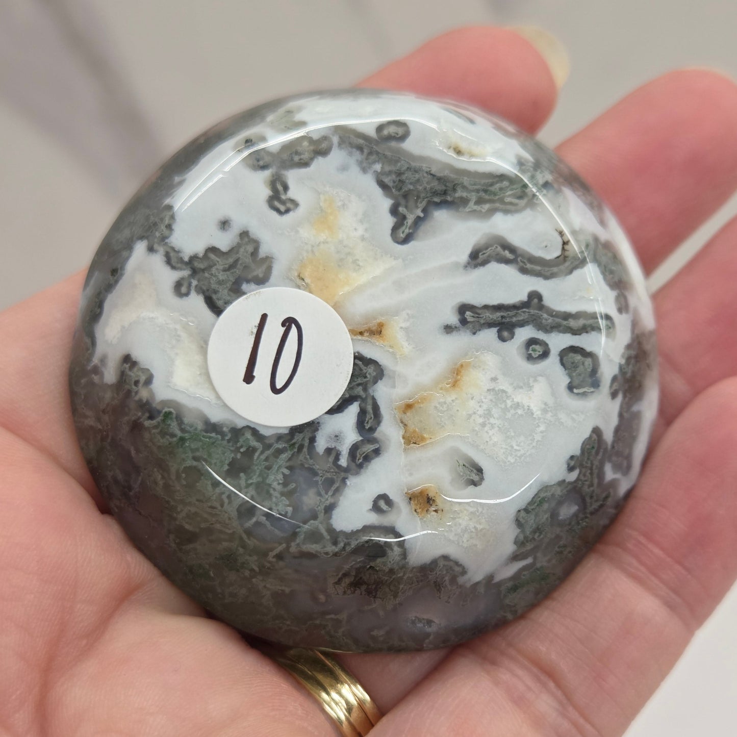 Moss Agate bowl/sphere holder (S)
