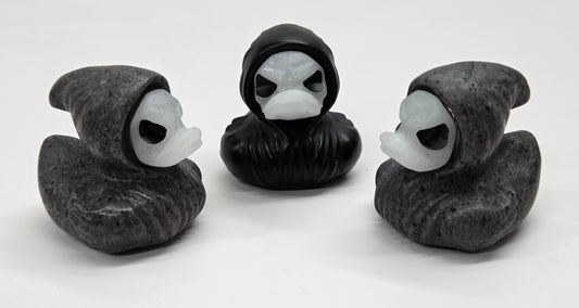 Hooded spooky duck carving