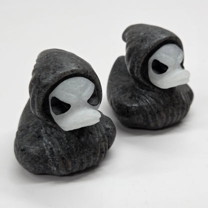 Hooded spooky duck carving